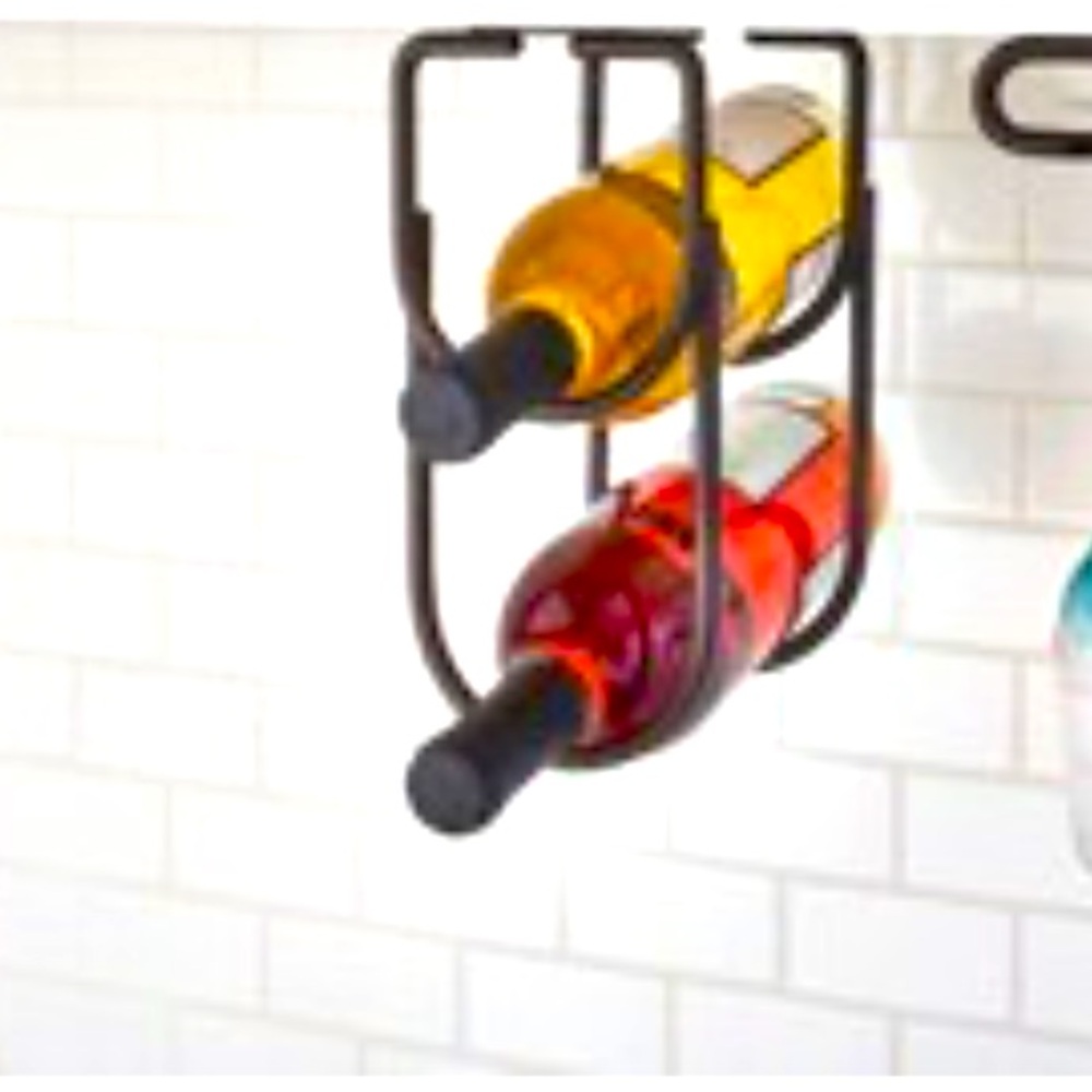 Double bottle rack in bronze